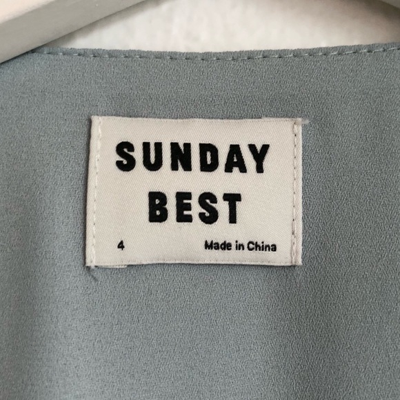Aritzia Sunday Best Savoy Light Blue Ruffle Flounce Wrap Dress Size 4 - Picture 5 of 12